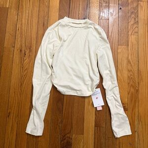 Elegant Cream Long Sleeve Women's Top